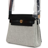 Hermes Herbag Zip 20 Mini Ecru and Black Toile H Canvas and Black Vache Hunter Gold Hardware