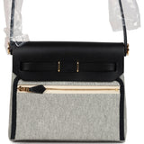 Hermes Herbag Zip 20 Mini Ecru and Black Toile H Canvas and Black Vache Hunter Gold Hardware