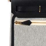 Hermes Herbag Zip 20 Mini Ecru and Black Toile H Canvas and Black Vache Hunter Gold Hardware