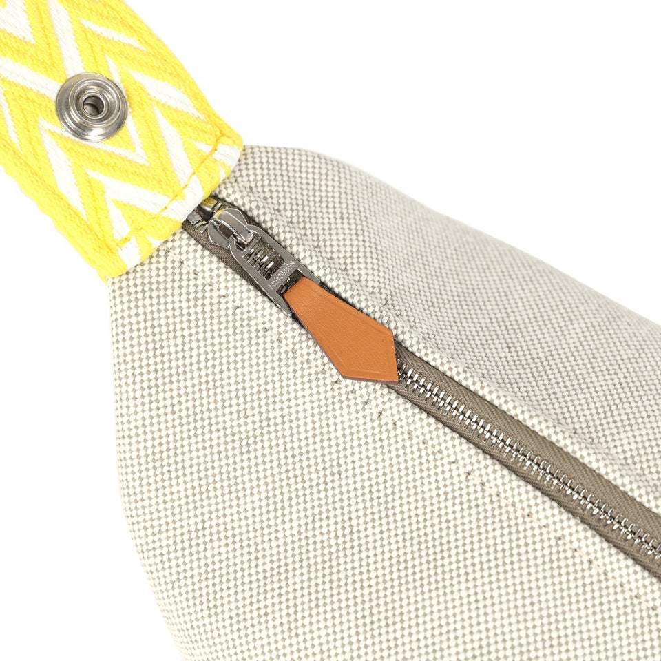 Hermes Bride A Brac Case PM Jaune Citron Plume Canvas Palladium Hardware