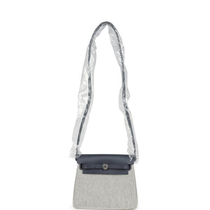 Hermes Herbag Zip 20 Mini Ecru and Ardoise Toile H Canvas and Ardoise Vache Hunter Palladium Hardware