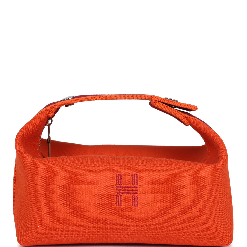 Hermes Bride A Brac Carre Case PM Feu Canvas Palladium Hardware