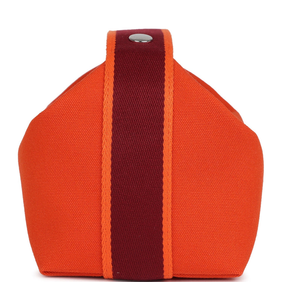 Hermes Bride A Brac Carre Case PM Feu Canvas Palladium Hardware