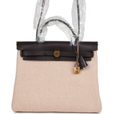 Hermes Herbag Zip PM 31 Ecru and Beige Toile H Ebene Hunter Gold Hardware