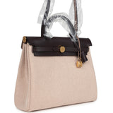 Hermes Herbag Zip PM 31 Ecru and Beige Toile H Ebene Hunter Gold Hardware