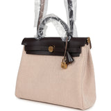 Hermes Herbag Zip PM 31 Ecru and Beige Toile H Ebene Hunter Gold Hardware