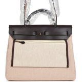 Hermes Herbag Zip PM 31 Ecru and Beige Toile H Ebene Hunter Gold Hardware