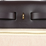Hermes Herbag Zip PM 31 Ecru and Beige Toile H Ebene Hunter Gold Hardware