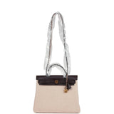 Hermes Herbag Zip PM 31 Ecru and Beige Toile H Ebene Hunter Gold Hardware