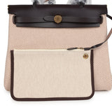 Hermes Herbag Zip PM 31 Ecru and Beige Toile H Ebene Hunter Gold Hardware