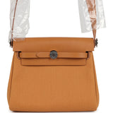 Hermes Herbag Zip 20 Mini Naturel Sable Toile Militaire Canvas and Vache Hunter Palladium Hardware