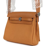 Hermes Herbag Zip 20 Mini Naturel Sable Toile Militaire Canvas and Vache Hunter Palladium Hardware