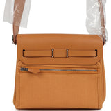 Hermes Herbag Zip 20 Mini Naturel Sable Toile Militaire Canvas and Vache Hunter Palladium Hardware