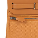 Hermes Herbag Zip 20 Mini Naturel Sable Toile Militaire Canvas and Vache Hunter Palladium Hardware