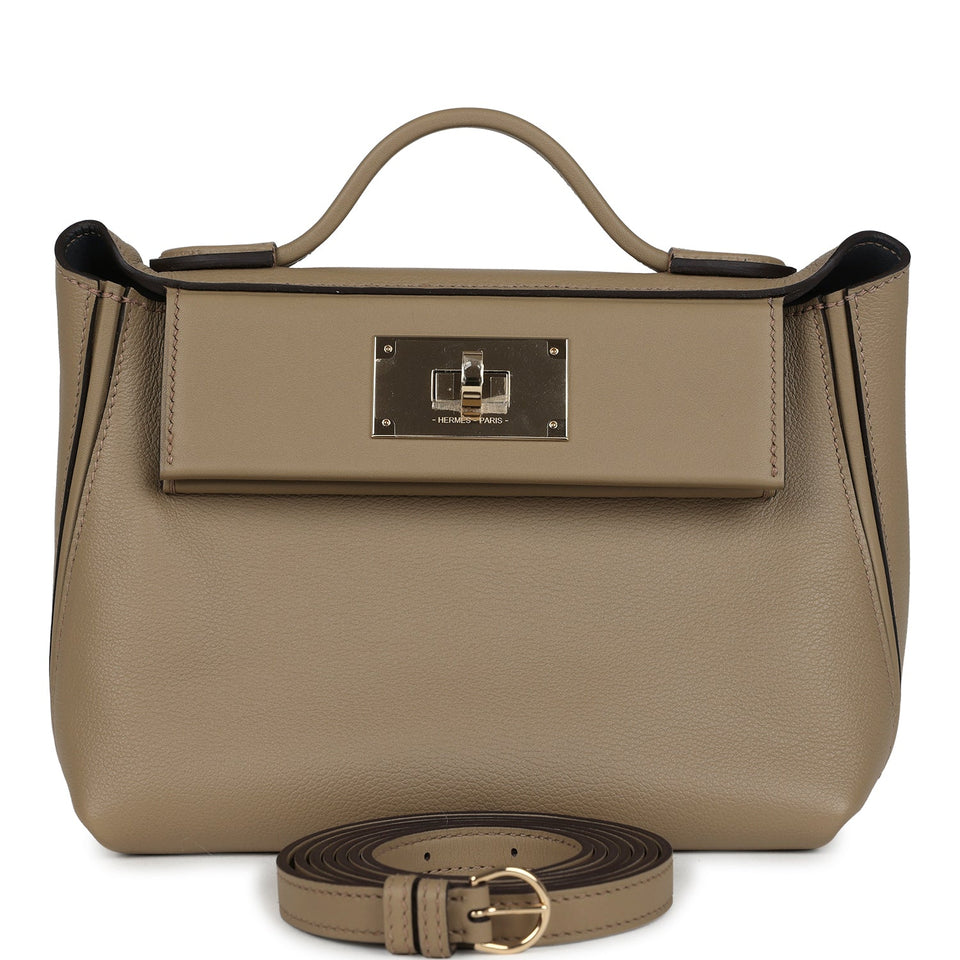 Hermes Mini 24/24 Beige Marfa Verso Evercolor and Swift Permabrass Hardware