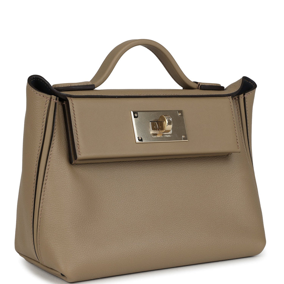 Hermes Mini 24/24 Beige Marfa Verso Evercolor and Swift Permabrass Hardware