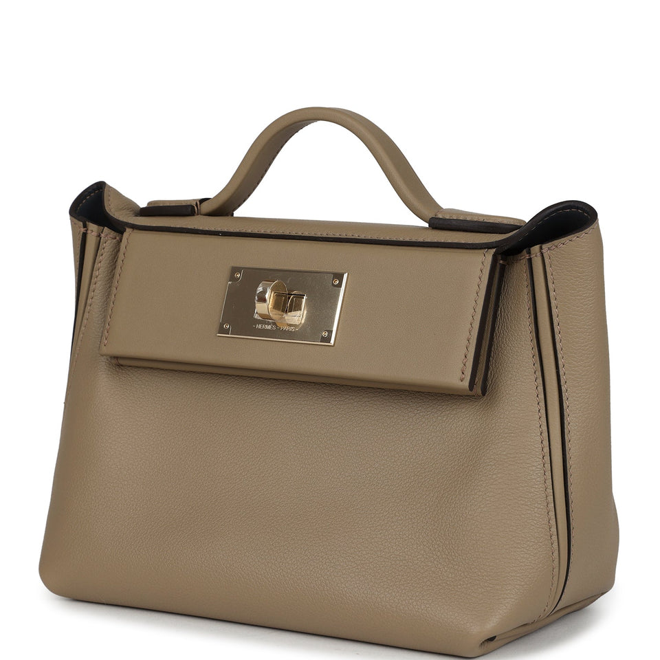 Hermes Mini 24/24 Beige Marfa Verso Evercolor and Swift Permabrass Hardware