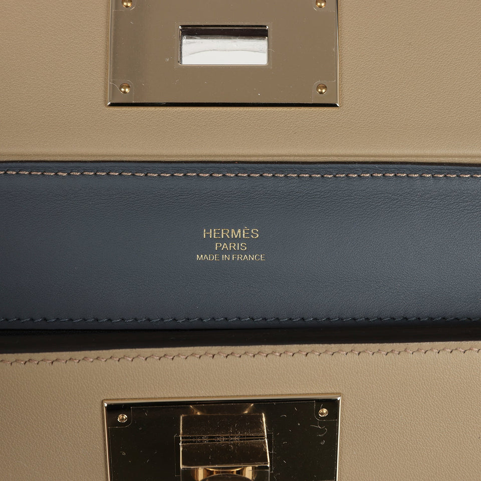 Hermes Mini 24/24 Beige Marfa Verso Evercolor and Swift Permabrass Hardware