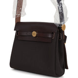 Hermes Herbag Zip 20 Mini Ebene Toile H Canvas and Vache Hunter Gold Hardware