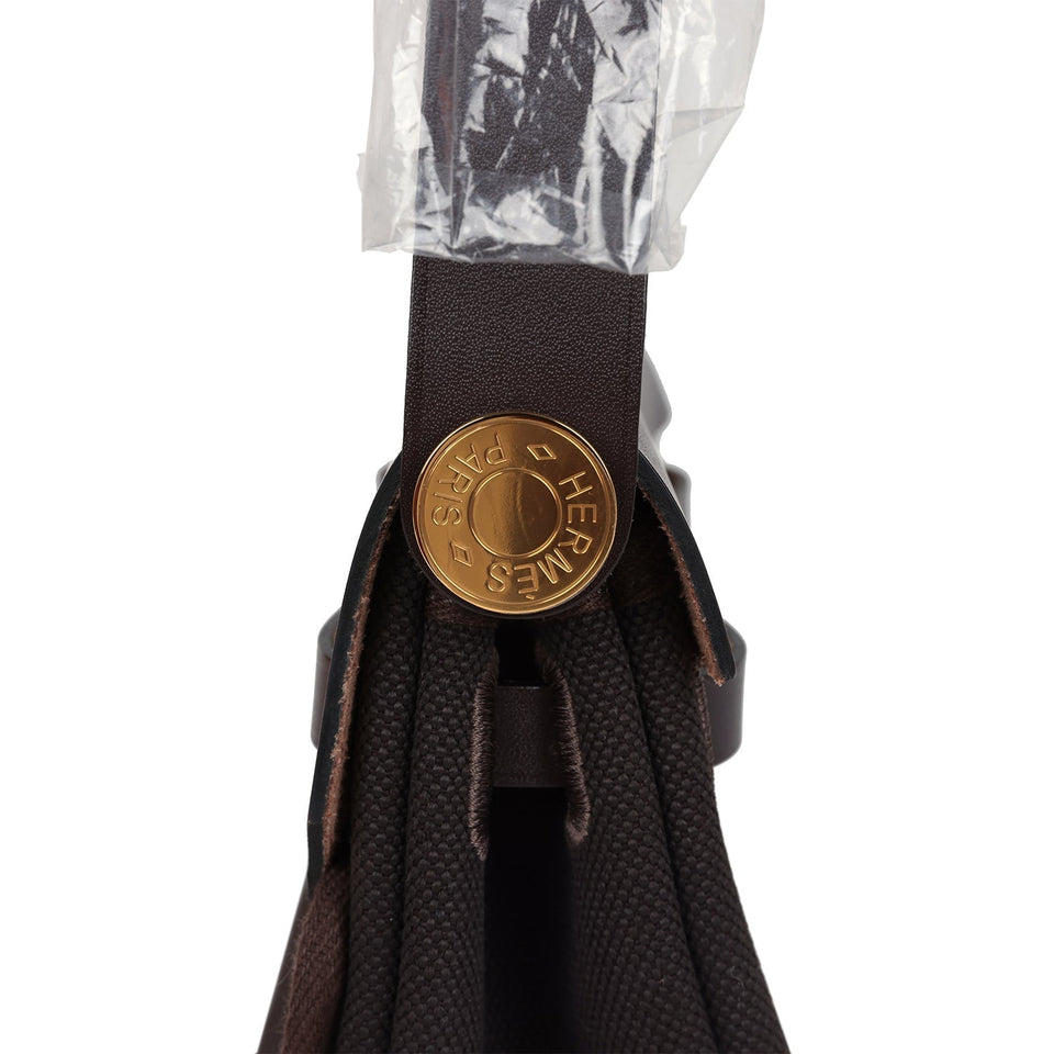 Hermes Herbag Zip 20 Mini Ebene Toile H Canvas and Vache Hunter Gold Hardware