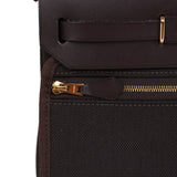 Hermes Herbag Zip 20 Mini Ebene Toile H Canvas and Vache Hunter Gold Hardware