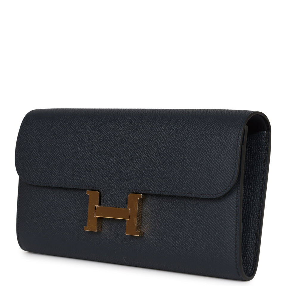 Hermes Constance To Go Wallet Bleu Indigo Epsom Gold Hardware