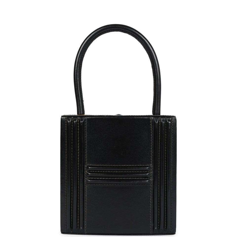 Hermes Mini Cadena Lock Bag Black Box Calf Gold Hardware