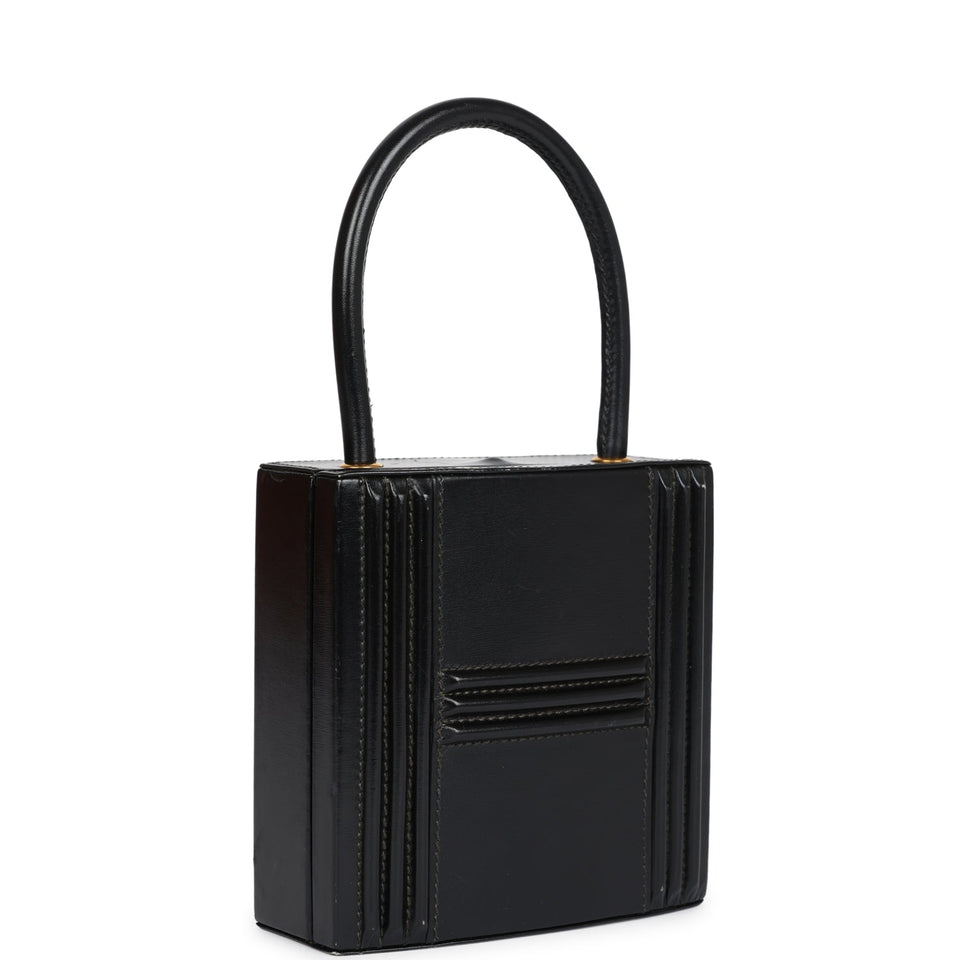 Hermes Mini Cadena Lock Bag Black Box Calf Gold Hardware