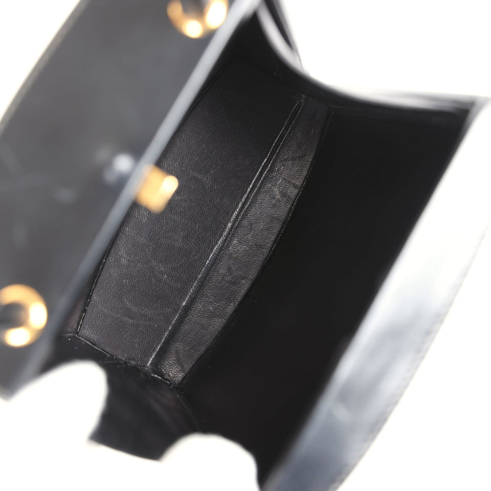 Hermes Mini Cadena Lock Bag Black Box Calf Gold Hardware