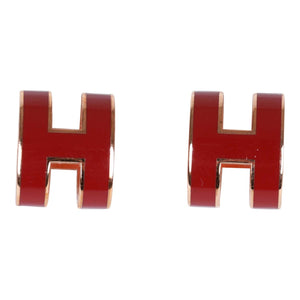 Hermes Red Enamel Mini Pop H Earrings