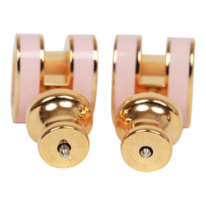 Hermes Rose Dragee Enamel Mini Pop H Earrings RGHW