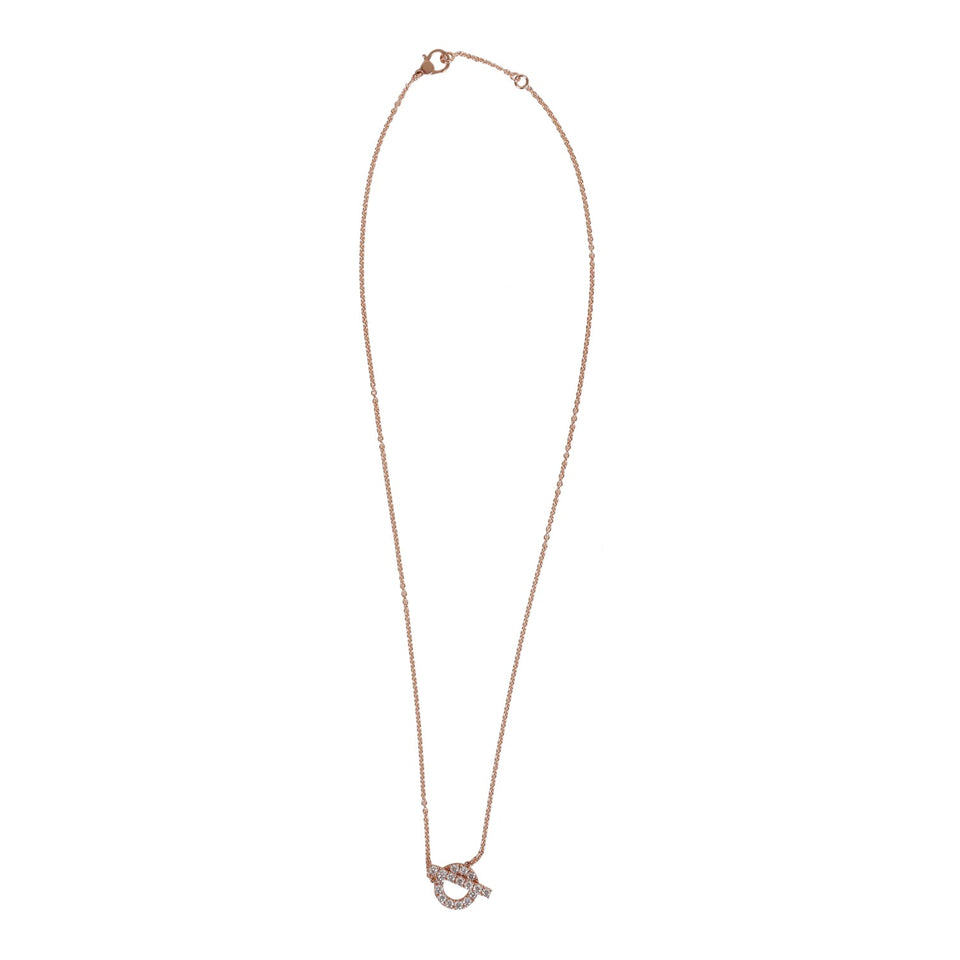 Hermes 18k Rose Gold San Coloris Diamond Finesse Pendant Necklace
