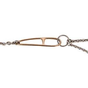 Hermes Silver and Rose Gold Chain D'ancre Punk Long Double Necklace