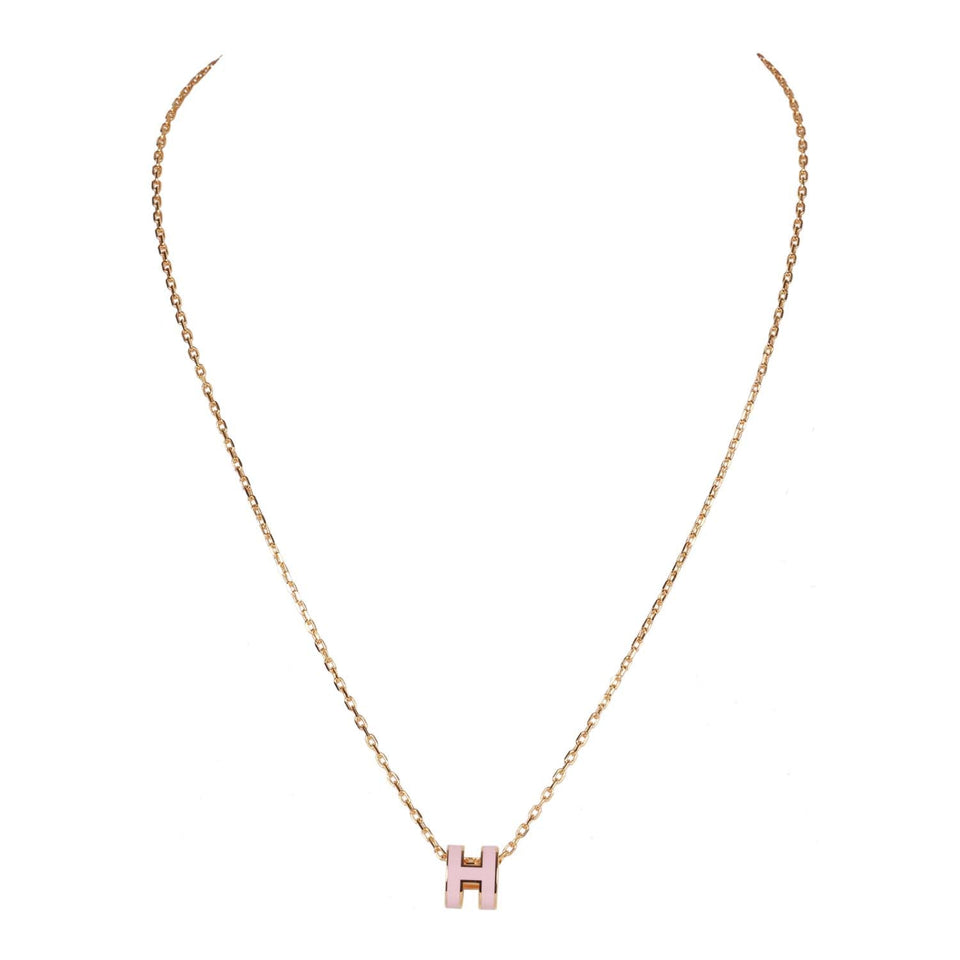 Hermes Rose Dragee Mini Pop H Pendant Necklace