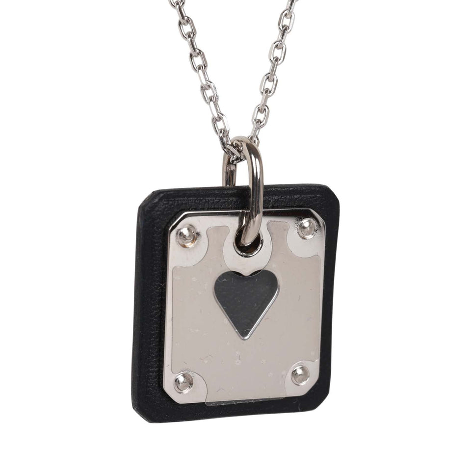 Hermes As De Coeur Pendant Black Swift Palladium Hardware