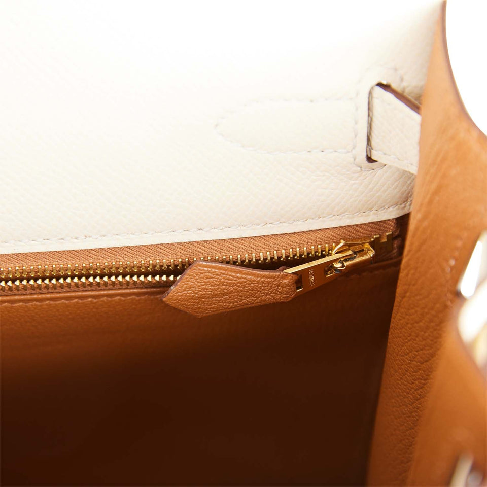 Hermes Special Order (HSS) Kelly Sellier 28 Nata Verso Epsom Brushed Gold Hardware