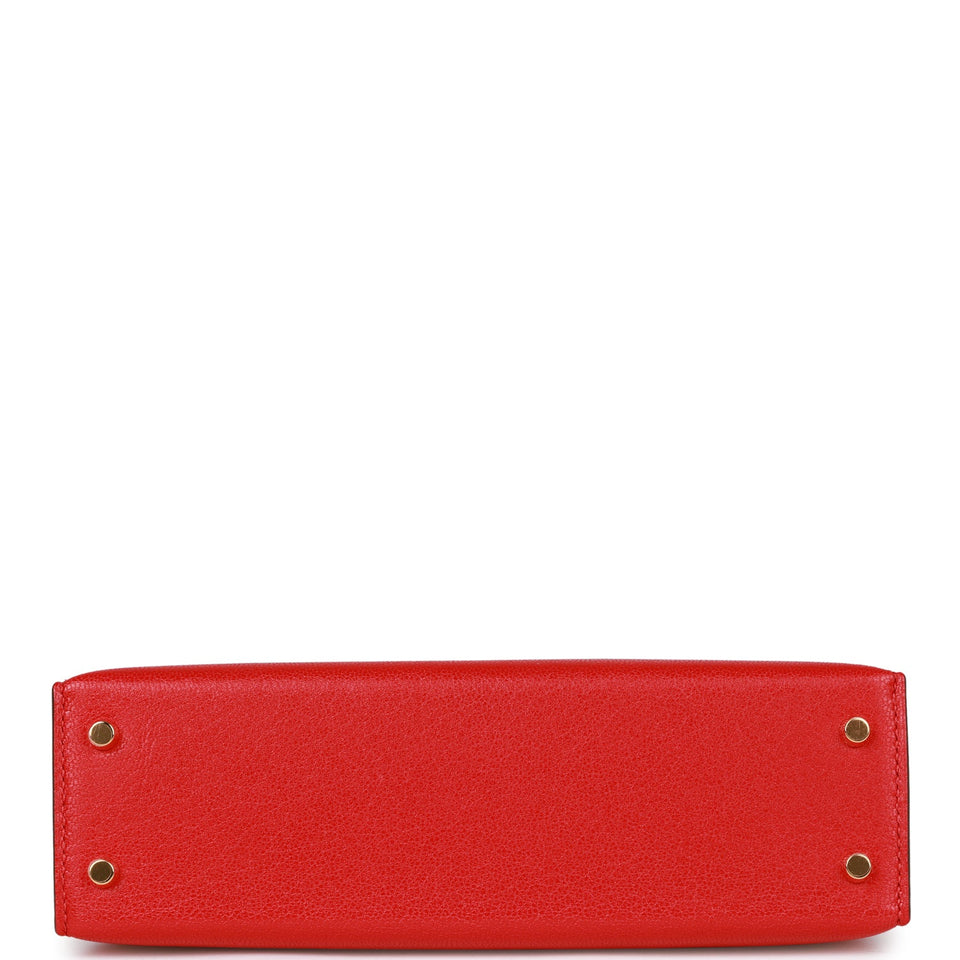 Hermes Kelly Sellier 20 Rouge de Coeur Chevre Gold Hardware
