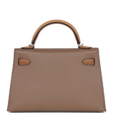 Hermes Kelly Sellier 20 Tricolor Etoupe, Alezan and Biscuit Epsom Palladium Hardware