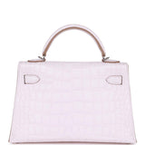 Hermes Kelly Sellier 20 Mauve Pale Satin Boreal Alligator Palladium Hardware