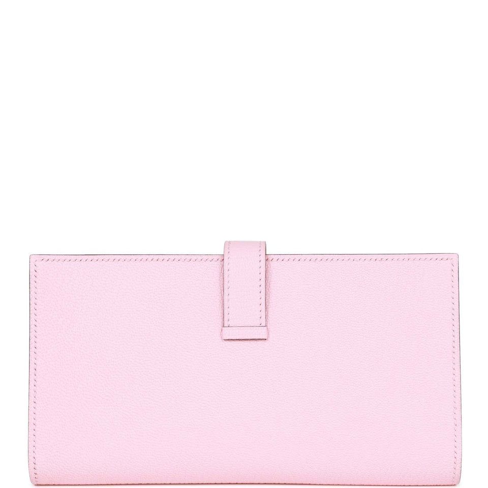 Hermes Bearn Gusset Wallet Rose Sakura Chevre Palladium Hardware