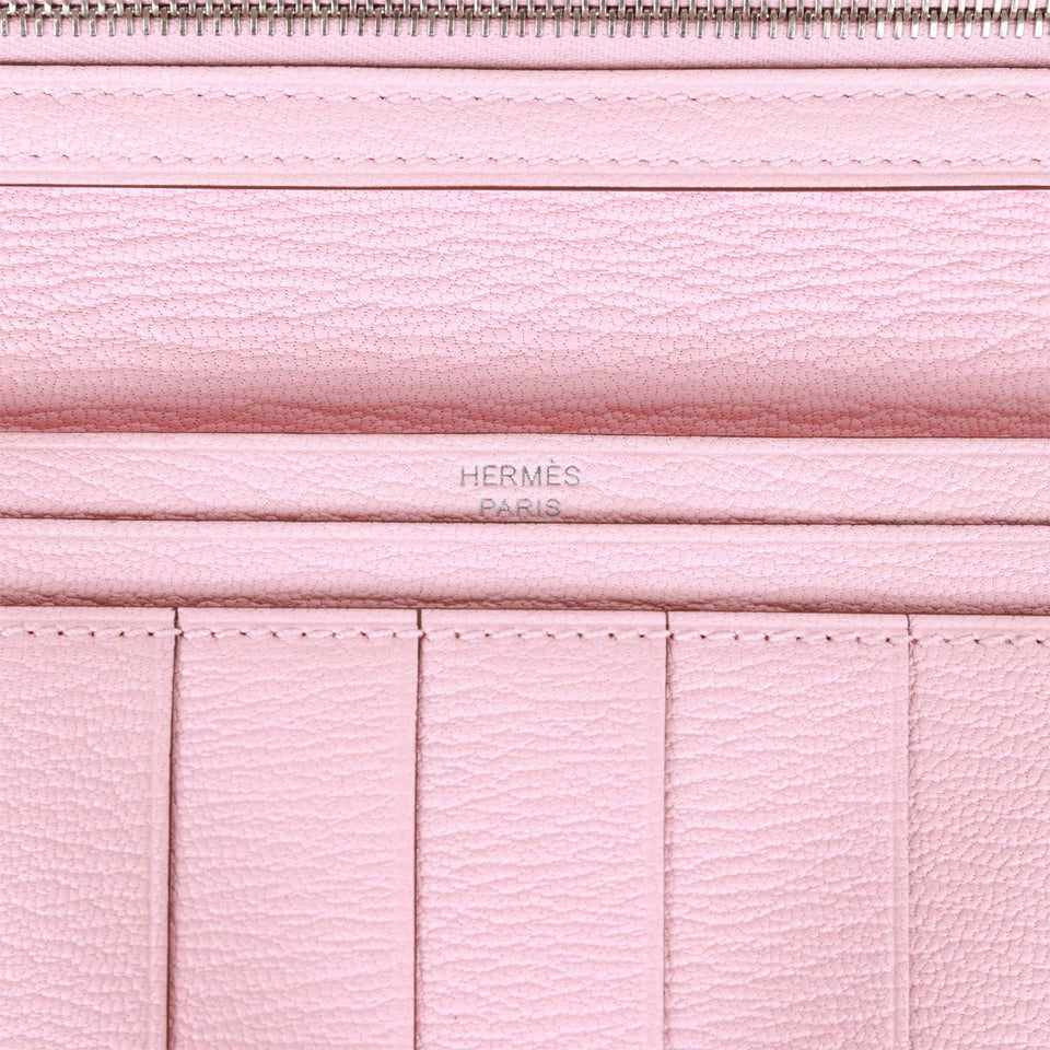 Hermes Bearn Gusset Wallet Rose Sakura Chevre Palladium Hardware