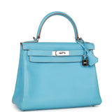 Hermes Kelly Retourne 28 Celeste Candy Epsom Palladium Hardware