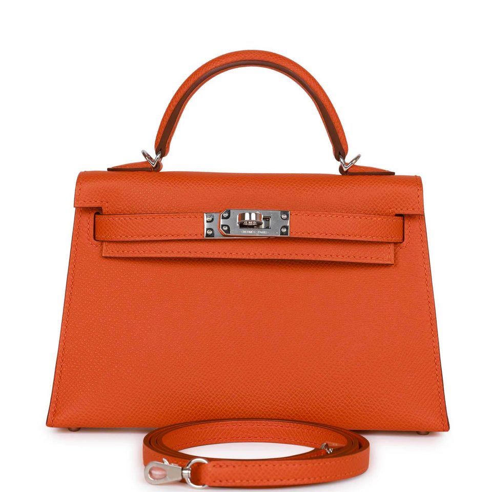 Hermes Kelly Sellier 20 Orange Epsom Palladium Hardware