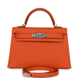 Hermes Kelly Sellier 20 Orange Epsom Palladium Hardware