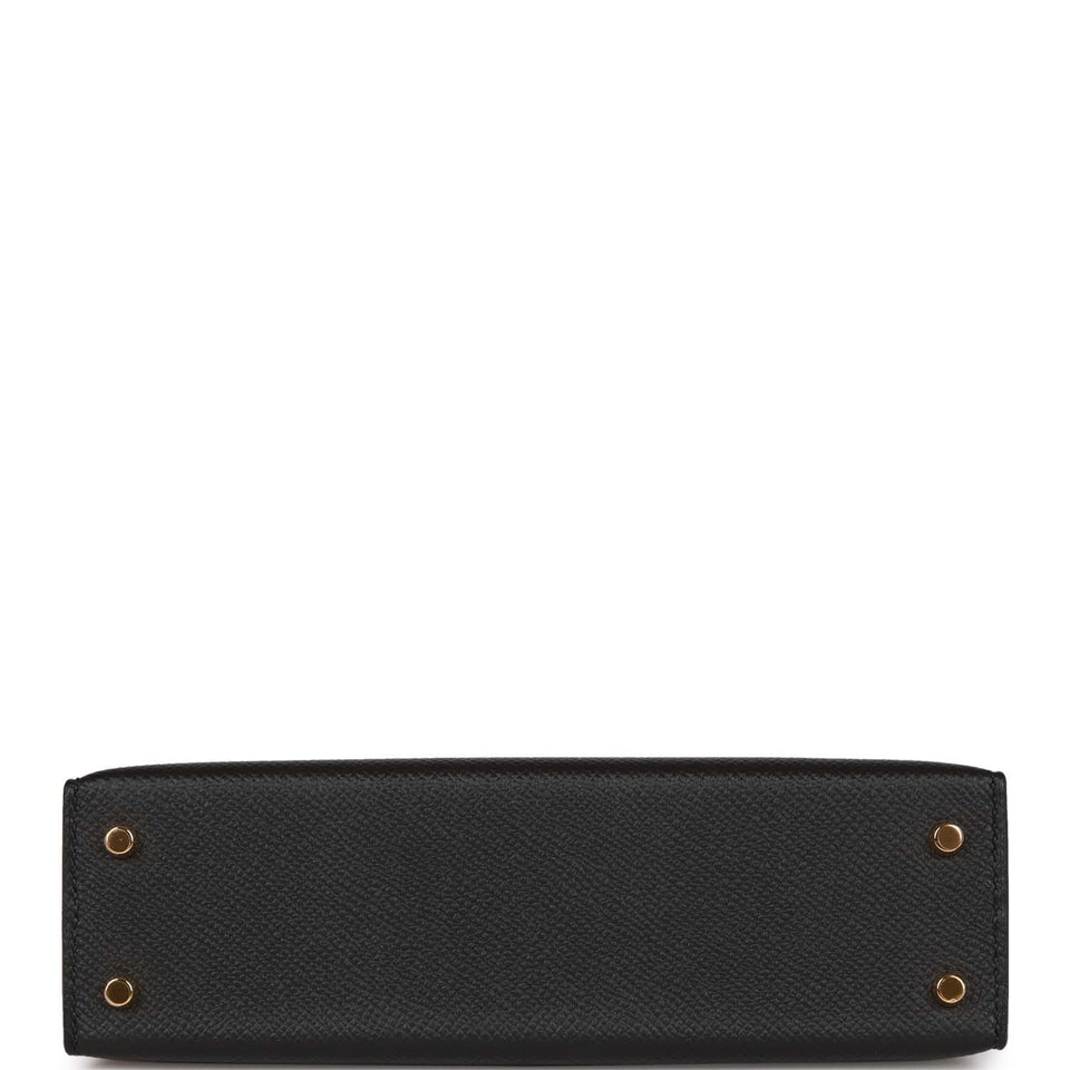 Hermes Kelly Sellier 20 Black Epsom Gold Hardware
