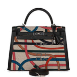 Hermes Kelly Sellier 32 Toile de Camp Cavalcadour Palladium Hardware