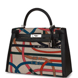 Hermes Kelly Sellier 32 Toile de Camp Cavalcadour Palladium Hardware