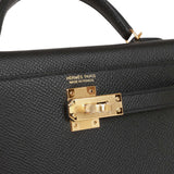Hermes Kelly Sellier 20 Black Epsom Gold Hardware