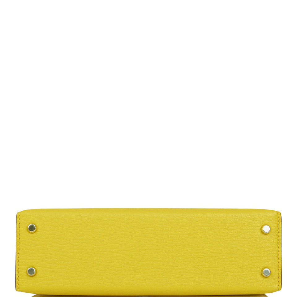 Hermes Kelly Sellier 20 Jaune de Naples Verso Chèvre Palladium Hardware
