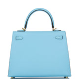Hermes Kelly Sellier 25 Celeste Epsom Gold Hardware
